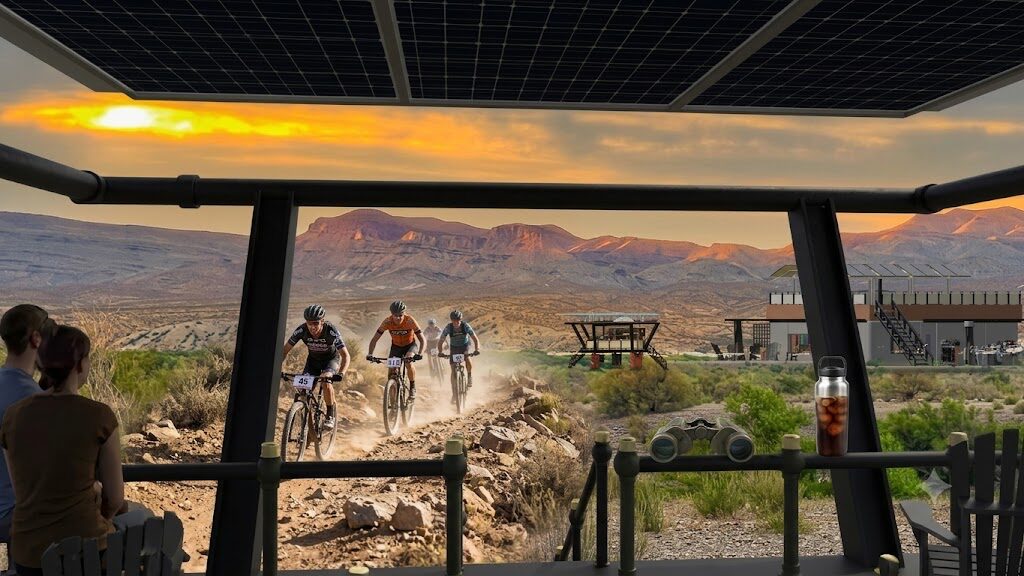 Mountain bike race viewed from Solar Hut deck